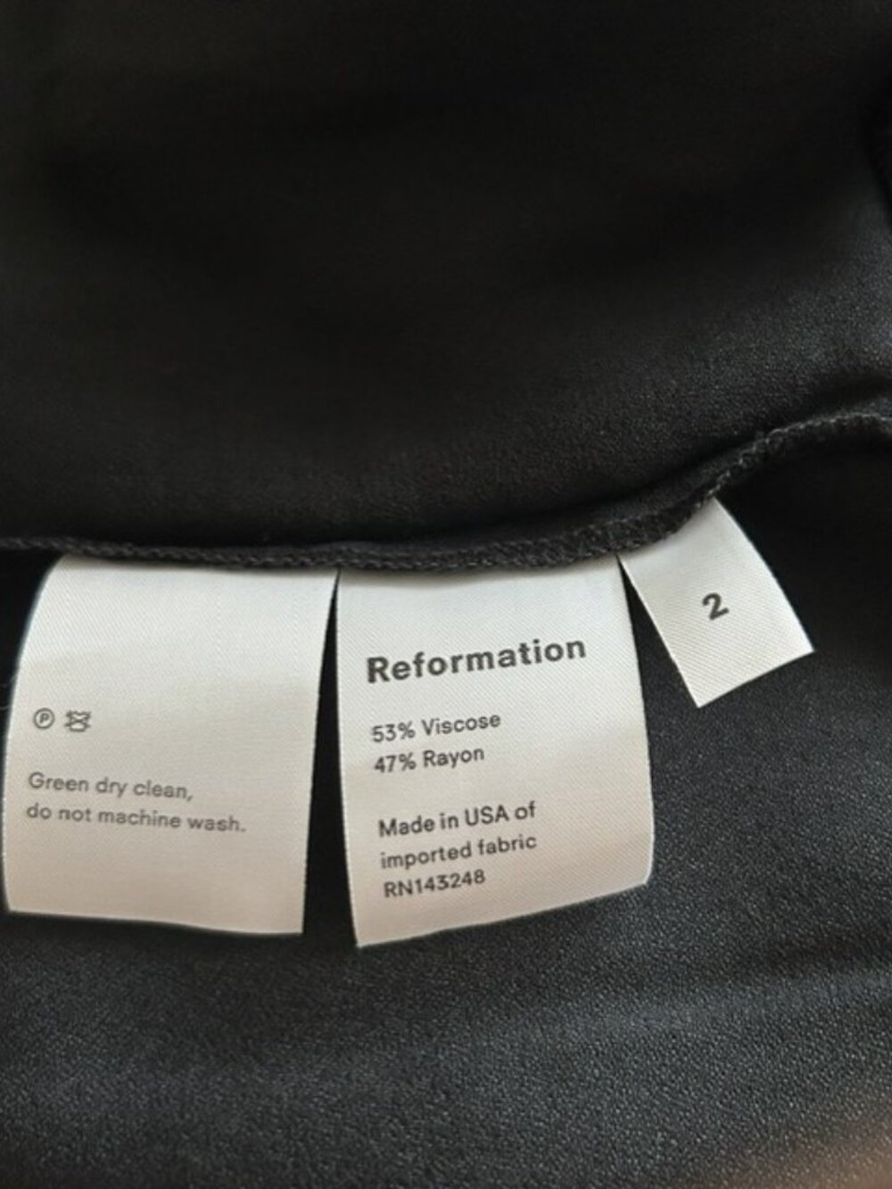 Reformation Black Square Neck Cami Top Smocked Back Size 2 - Picture 5 of 6